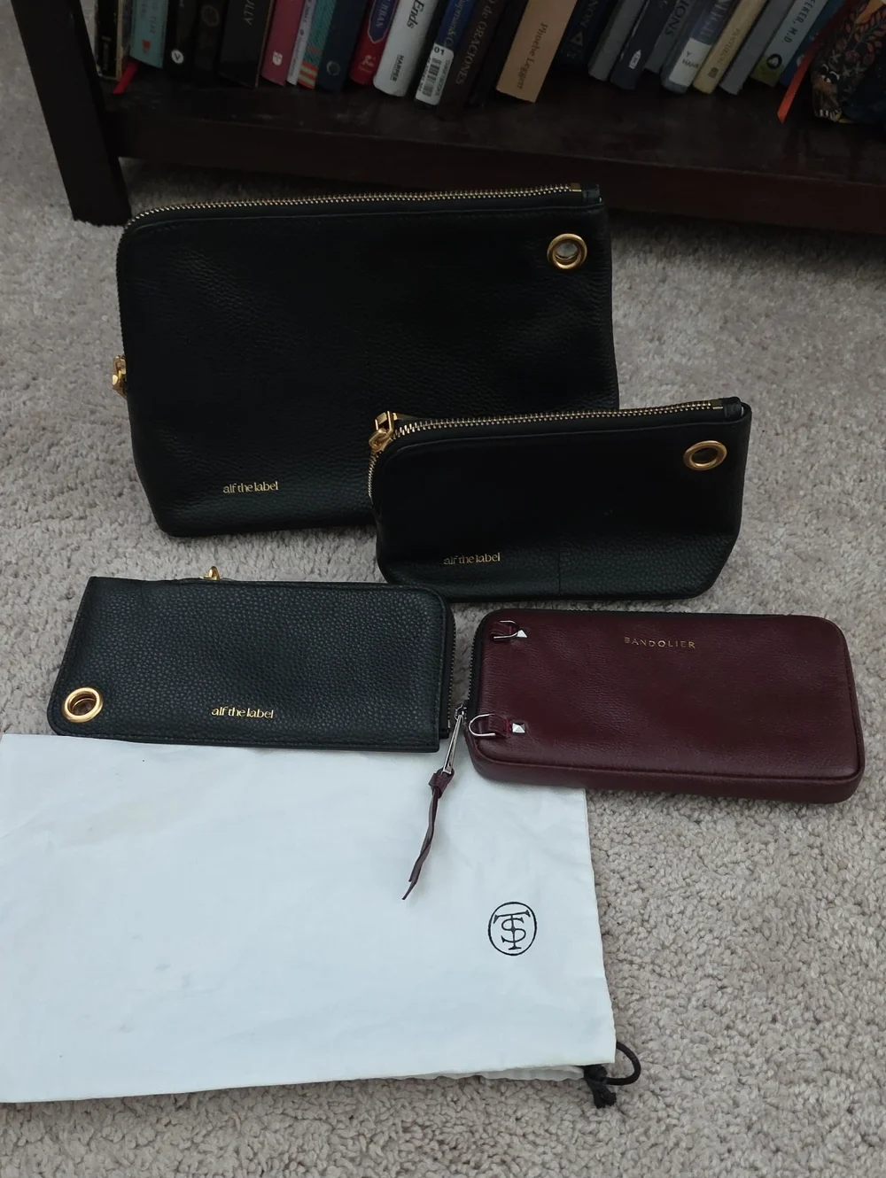 Bandolier Black and Burgundy Wristlet and Pouch Set - Picture 1 of 13